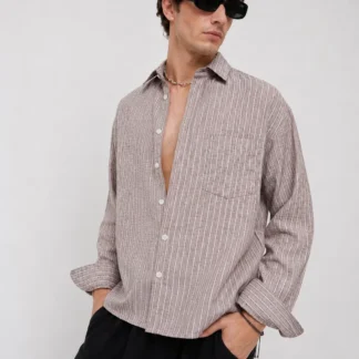 Brown Stripe Line Shirt — view 1